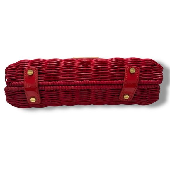 J.Crew Red Woven Straw Clutch Bag with Turnlock Closure - Picture 3 of 11